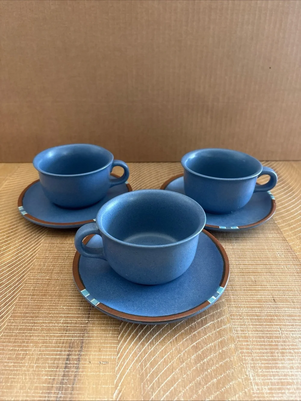 Dansk Mesa Sky Blue 3 Saucers And 3 Coffee/Tea Cups